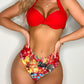 Women Halter Bikini Floral Printed Swimwear Female Push Up Swimsuit High Waist Bathing Suit Summer Beachwear