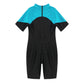 Kids Boys Swimsuit Mock Neck Short Sleeves Back Zipper Closure One-piece Jumpsuit Swimwear