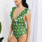 Women's Marina West Swim Moonlit Dip Ruffle Plunge Swimsuit in Mid Green