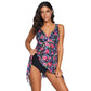 Women Soft V-Neck Sleeveless Style Flower Printed Fashionable Summer Swimwear - C7091JPSW