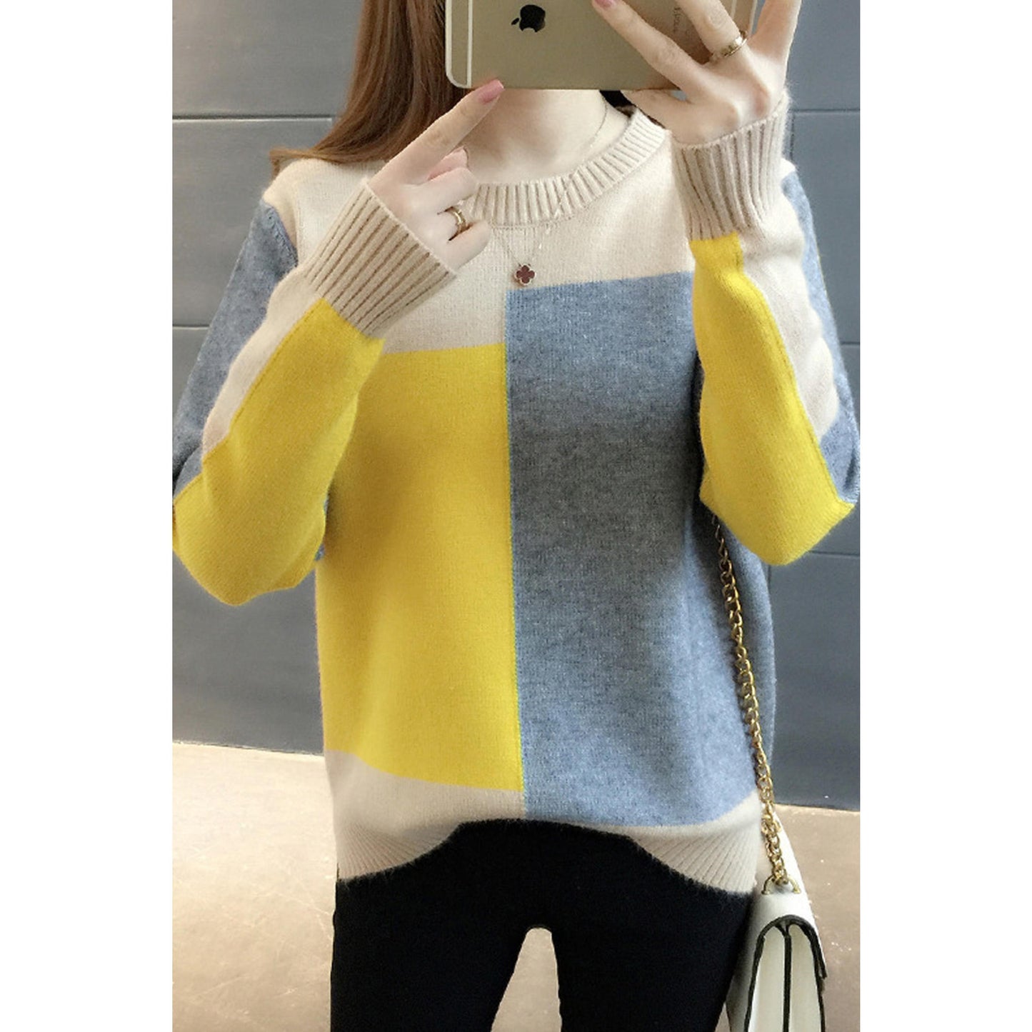 Women Comfortable Thick Long Sleeve Trendy Striped Pattern High Neck Stylish Winter Warm Pullover Sweater - C4058JPSW