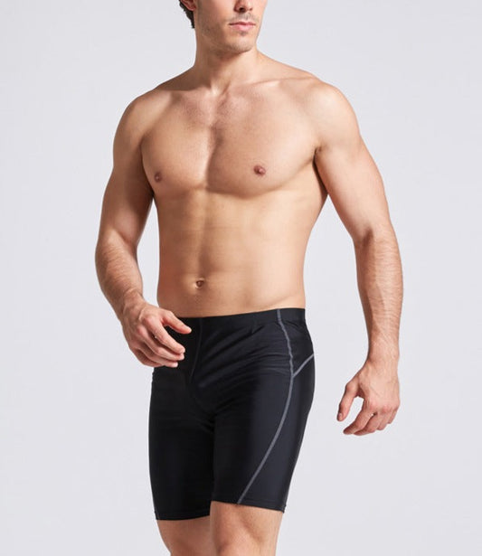 Fashionable swimming trunks for men, anti-embarrassment five-point swimming trunks, quick-drying racing sports men's mid-leg professional training swimming trunks