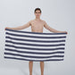 Microfiber double-sided velvet beach towel, yarn-dyed striped bath towel, quick-drying sports beach towel, sports towel