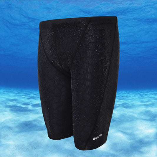 Hot Springs imitation sharkskin mid-leg winter men's swimming trunks men's swimsuit five-point swimming trunks competitive swimming trunks