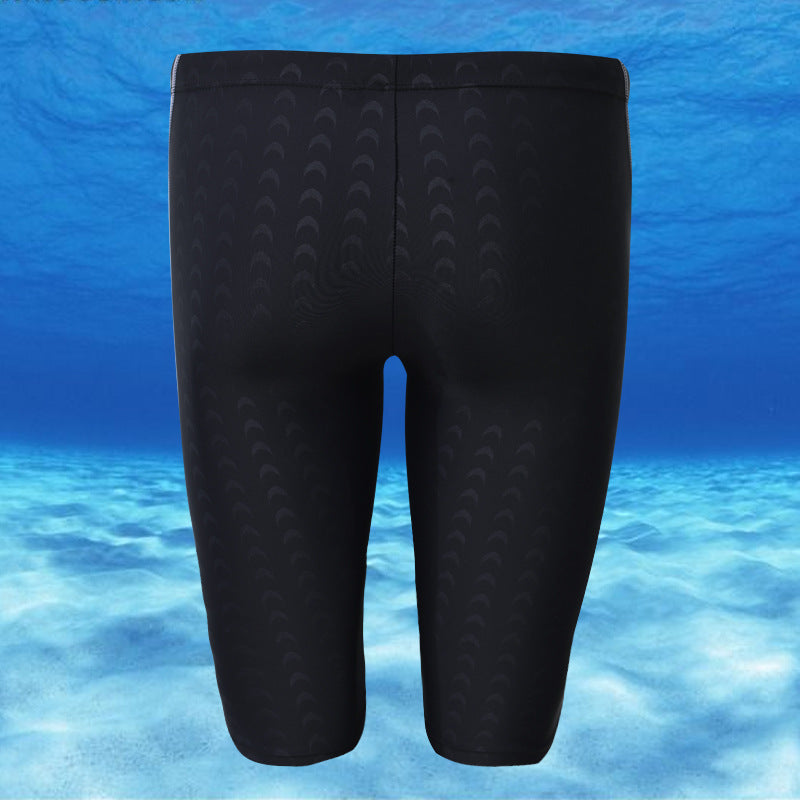 New imitation sharkskin mid-leg competition men's swimming trunks men's swimsuit boxer five-point swimming trunks