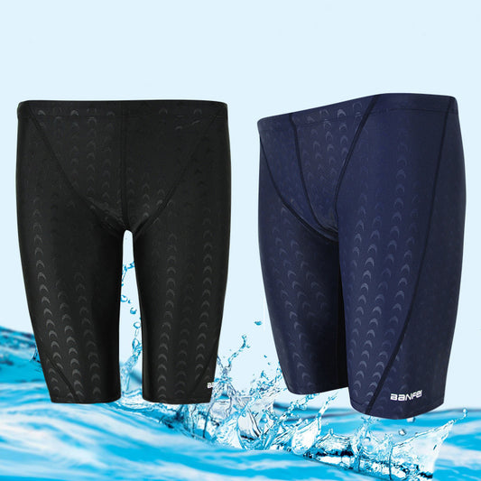 New imitation sharkskin mid-leg competition men's swimming trunks men's swimsuit five-point swimming trunks competitive swimming trunks
