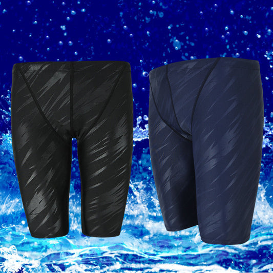 Swimming trunks men's five-point shark skin quick-drying hot spring large size water-repellent swimming trunks men's swimming set equipment