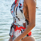 Jhonpeters Women Fashionable Printed Pattern Tie Knot Strap One Piece Swimwear