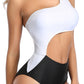 Women Elegant Oblique Neck Slim Fit One Piece Soft Swimwear - WSW96863