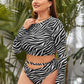 Women Bikinis Set Plus Size Push Up Zabra Printed High Waist Swimwear