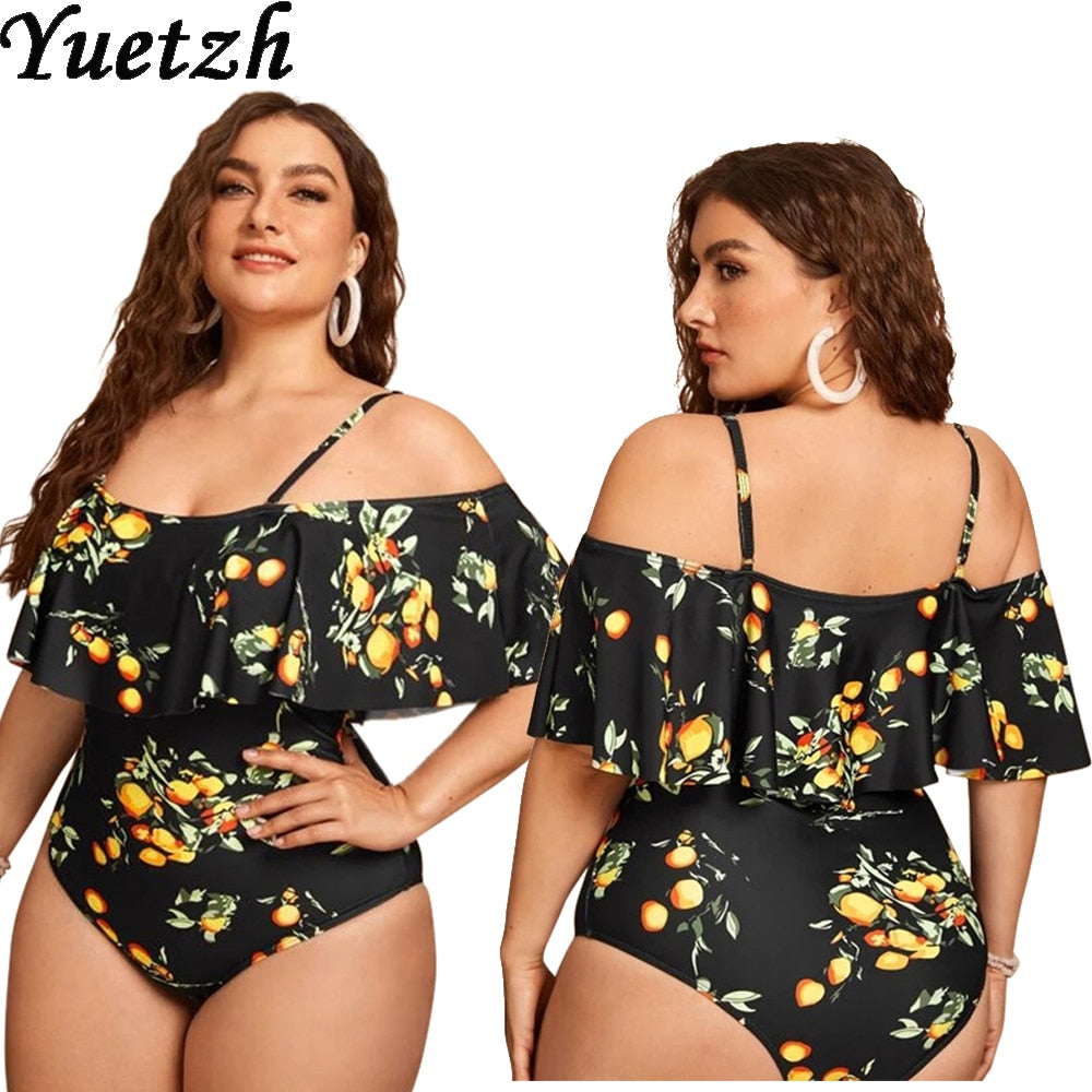 Women Plus size Swimsuit One Piece Floral Swimming Swimwear