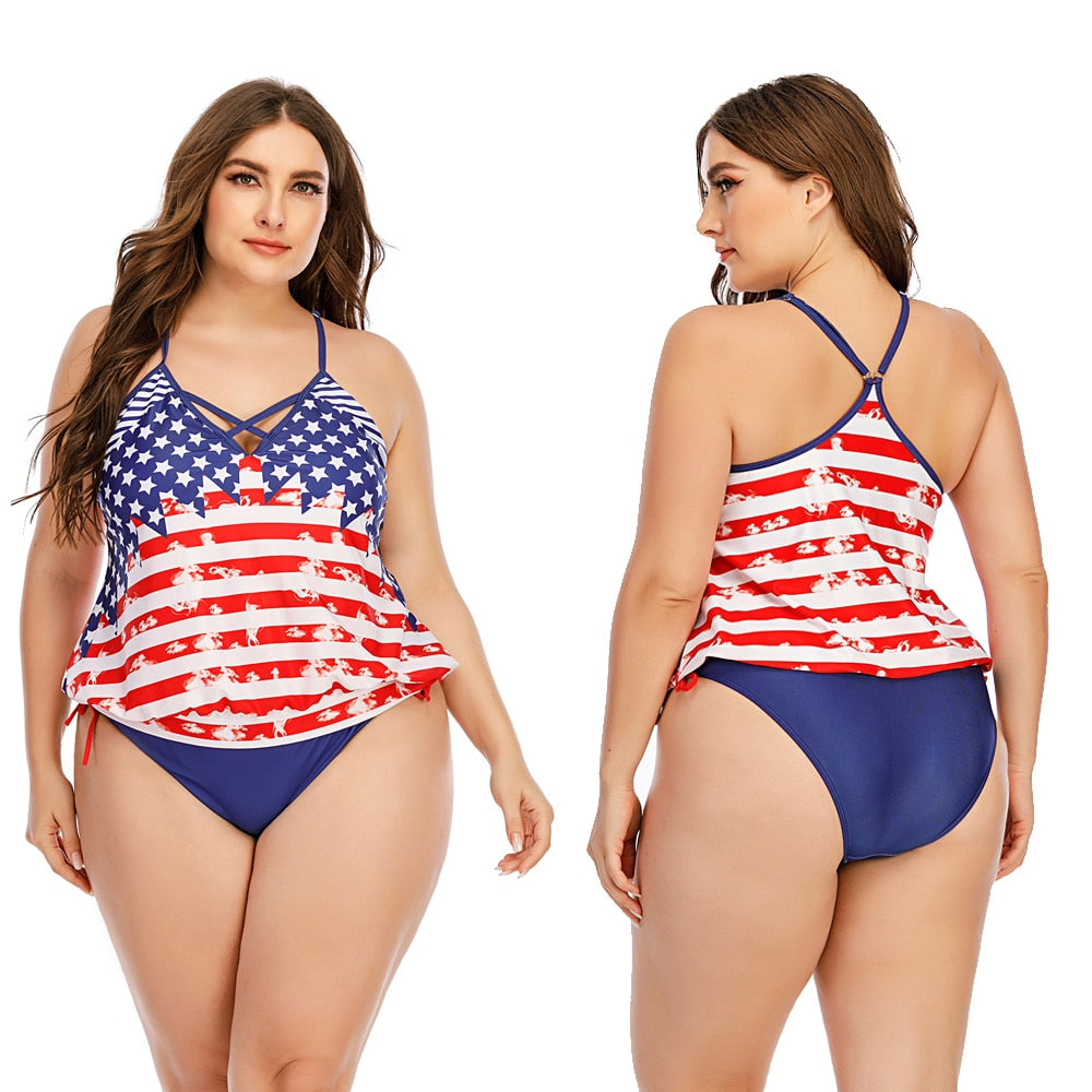 New Women Swimwear Two Pieces Plus Size Swimsuit