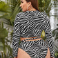 Women Bikinis Set Plus Size Push Up Zabra Printed High Waist Swimwear