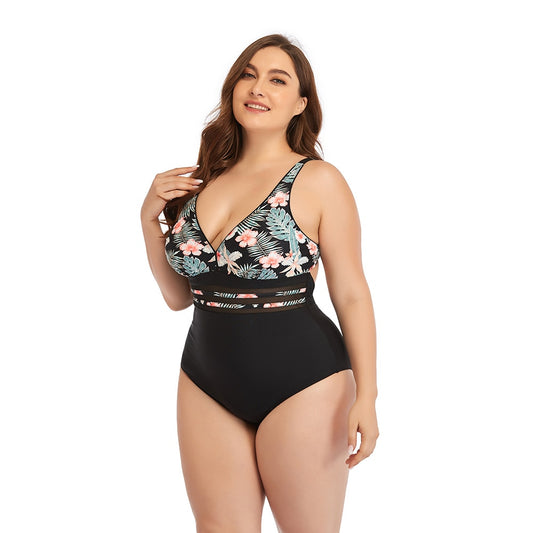 Women Plus size Swimsuit One Piece Floral Printed Swimwear
