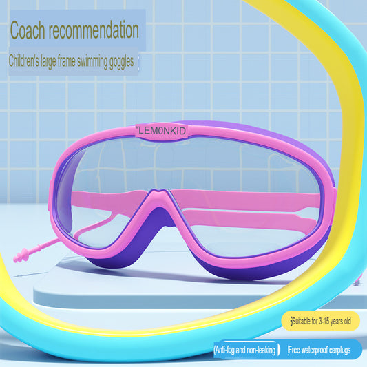 children's swimming goggles for boys and girls waterproof and anti-fog HD large frame swimming goggles baby diving equipment
