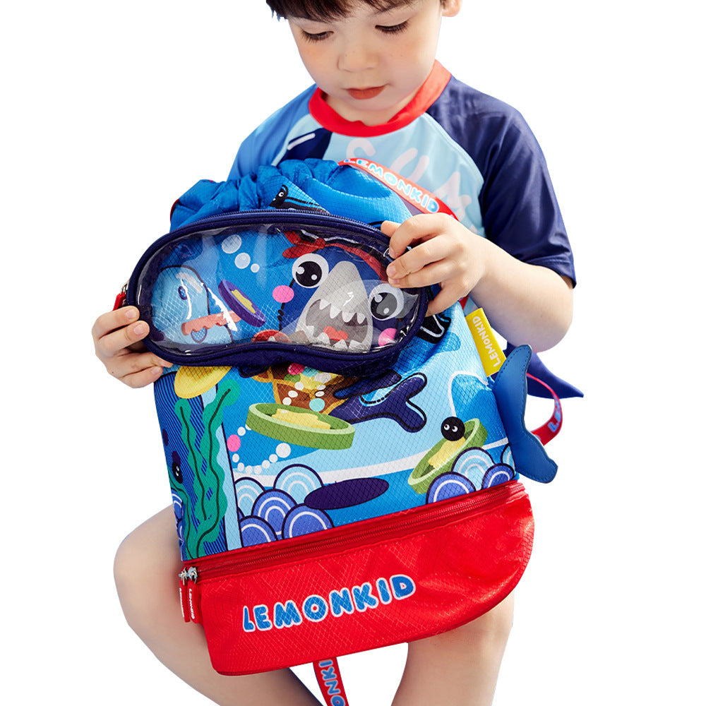 Children's Wet and Dry Separation Swimming Bag Washing Bag Swimming Equipment Storage Bag Drawstring Beach Bag