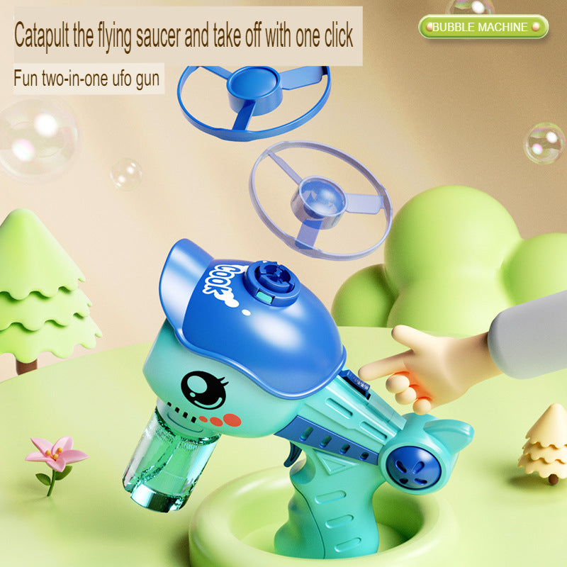 New internet celebrity flying saucer gun bamboo dragonfly dolphin electric bubble machine automatic bubble blowing outdoor toys street stall