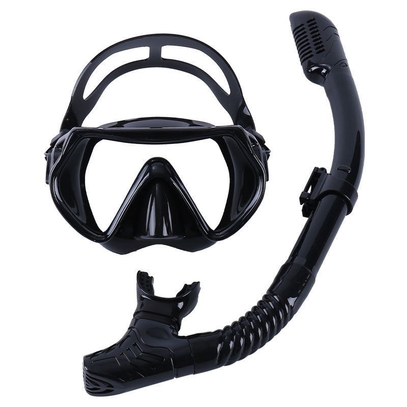 Adult diving goggles snorkel set free diving swimming equipment large frame silicone tempered glass mirror