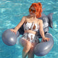 inflatable floats with nets on the water, animal-shaped seat floats, adult swimming inflatable deck chairs, floats