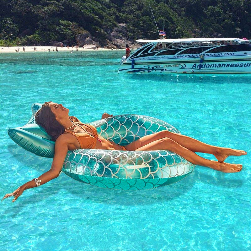 inflatable mermaid swimming ring thickened PVC adult lifebuoy water sports swimming ring