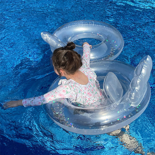 children's armpit ins Internet celebrity baby seat transparent sequined shell thickened water swimming ring