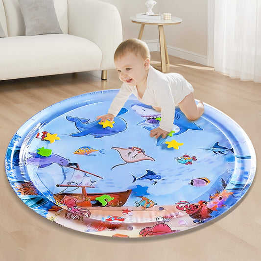 Baby crawling pad, large round shark inflatable pad, environmentally friendly pvc air cushion