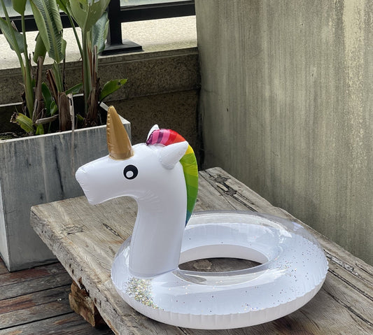 New children's unicorn happy wave ordinary PVC cartoon swimming ring pvc double layer
