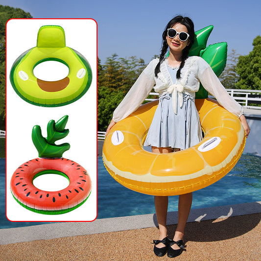 new fruit back swimming ring PVC thickened adult swimming ring large size with handle armpit floating ring