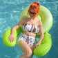 inflatable floats with nets on the water, animal-shaped seat floats, adult swimming inflatable deck chairs, floats