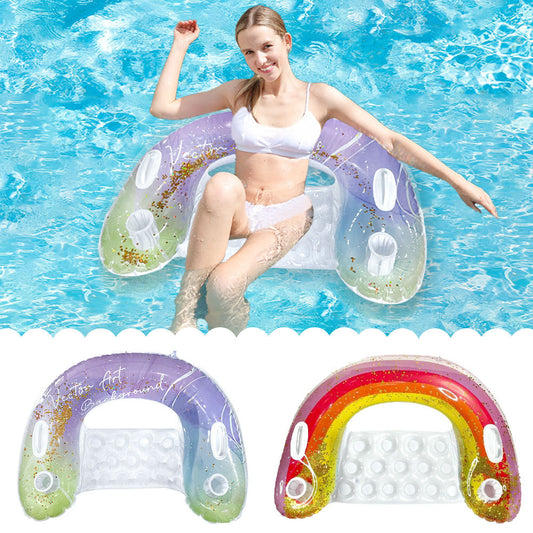 new product PVC water sequins ink floating row U-shaped rainbow water sofa lounge chair hammock