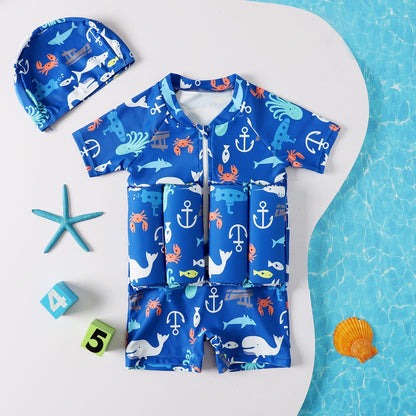 Kids Boys  One-pieces Floating Print Summer Swimsuit
