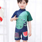 Baby Boy Shark Printed Short Sleeve One Piece Toddler Swimsuit