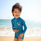 Kids Boys Summer Cute Long Sleeve Sun-Protective One-Piece Swimwear