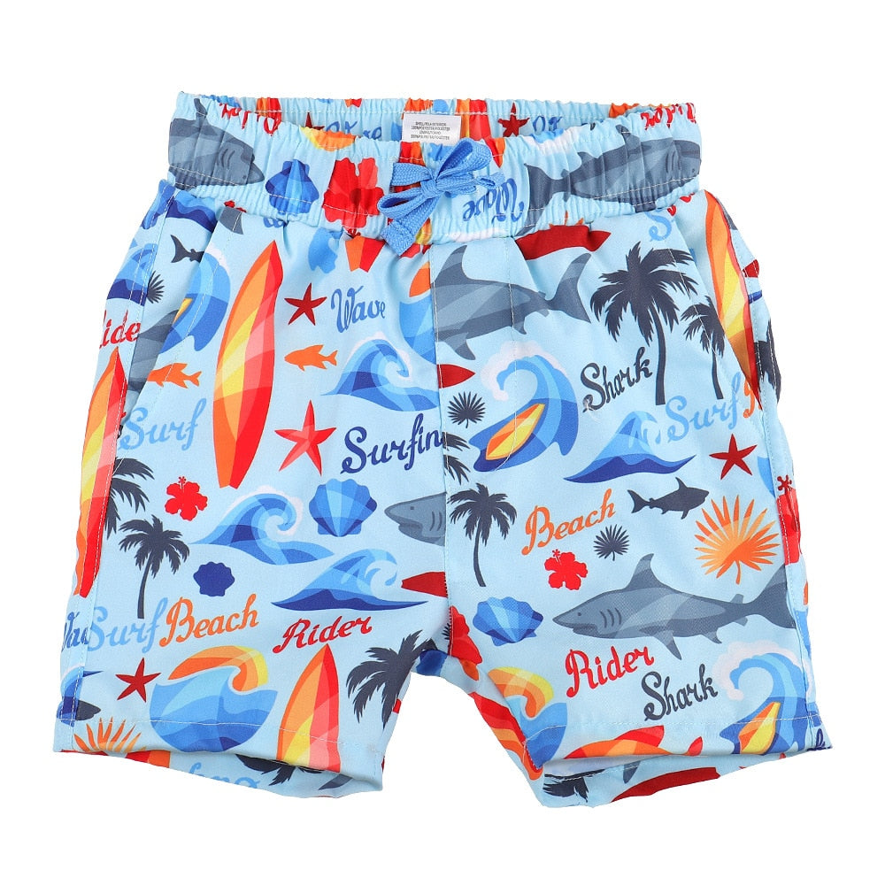Summer Baby Boys Shorts Quick-dry Cartoon Beach Board Shorts