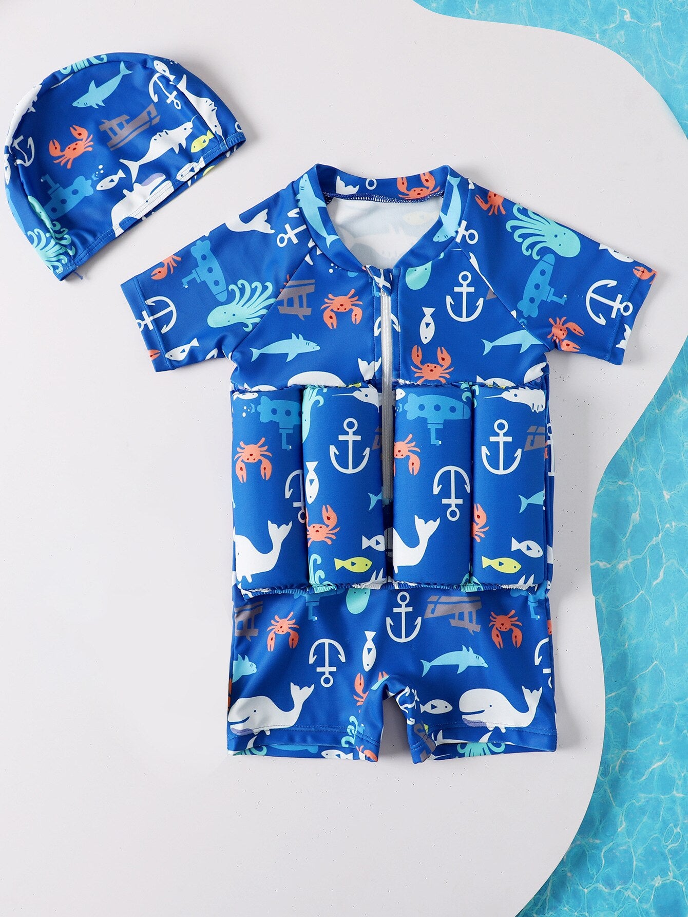 Kids Boys  One-pieces Floating Print Summer Swimsuit