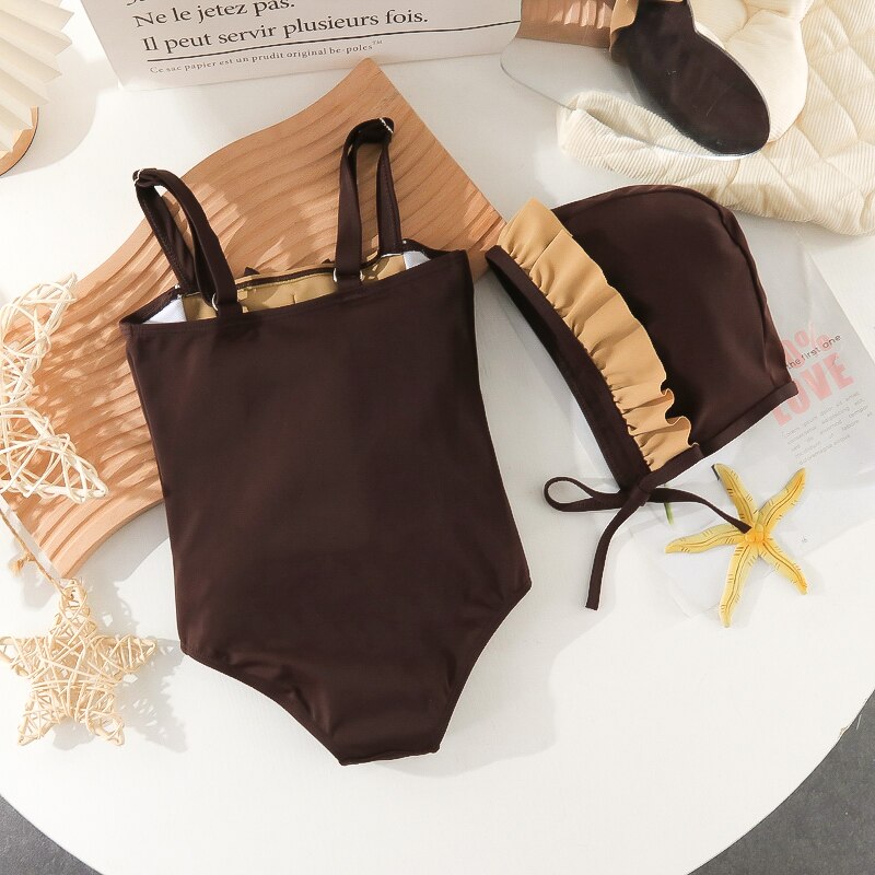 Baby Girl Swimwear One-pieces Solid Bow Tie Bikini Summer Princess Girls Swimsuit