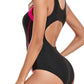 new one-piece swimsuit sports competitive color matching women's swimsuit