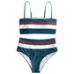 Women Adjustable Strap Striped Fashion Swimsuit - C7222ZWSW