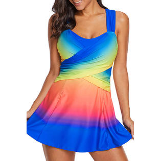 Women Rainbow Color Thick Strap Hot Swimwear - C7424ZBSW