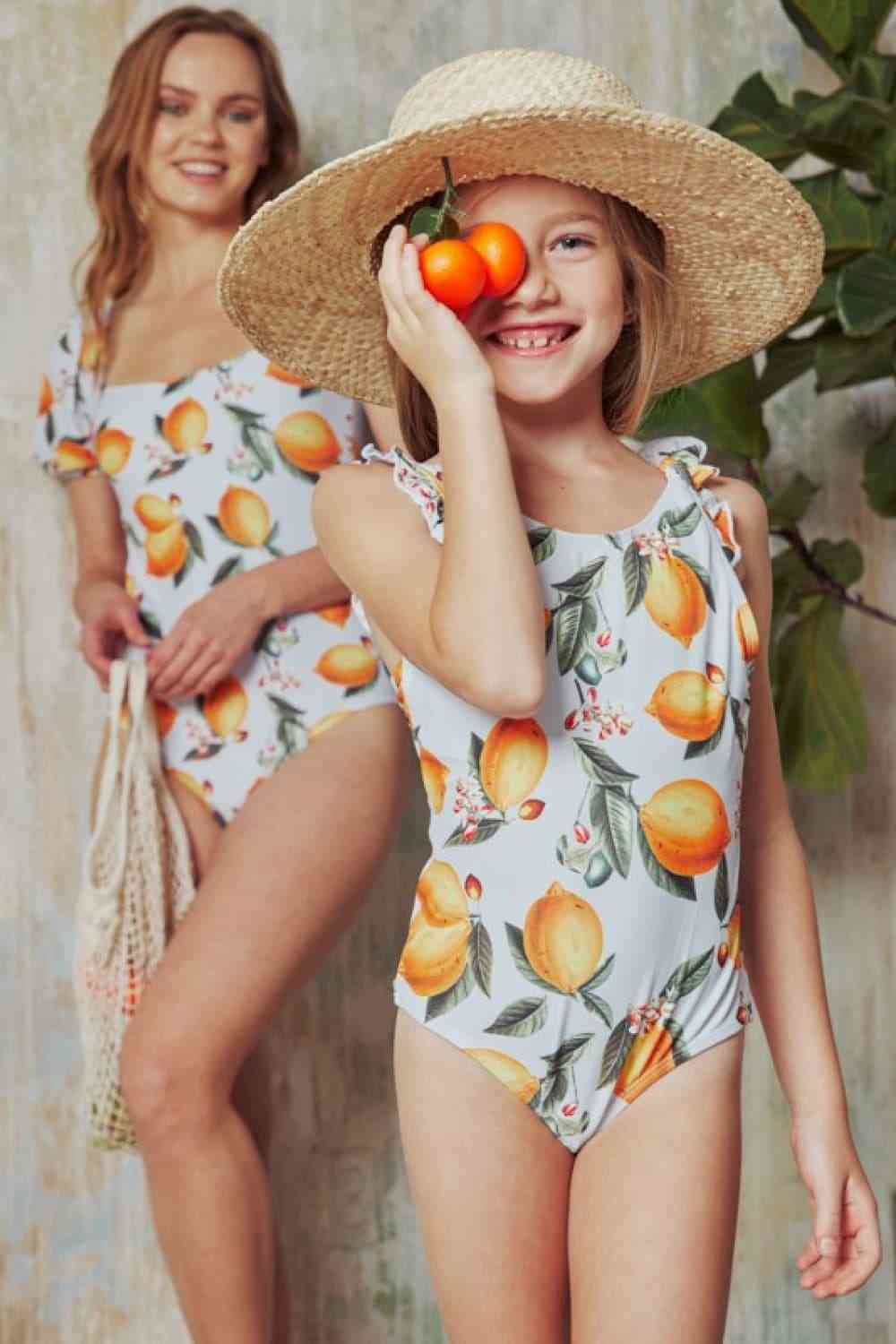 Women's Marina West Swim Salty Air Puff Sleeve One-Piece in Citrus Orange