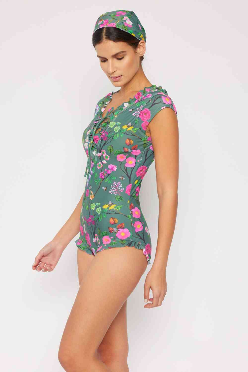 Women's Marina West Swim Bring Me Flowers V-Neck One Piece Swimsuit In Sage
