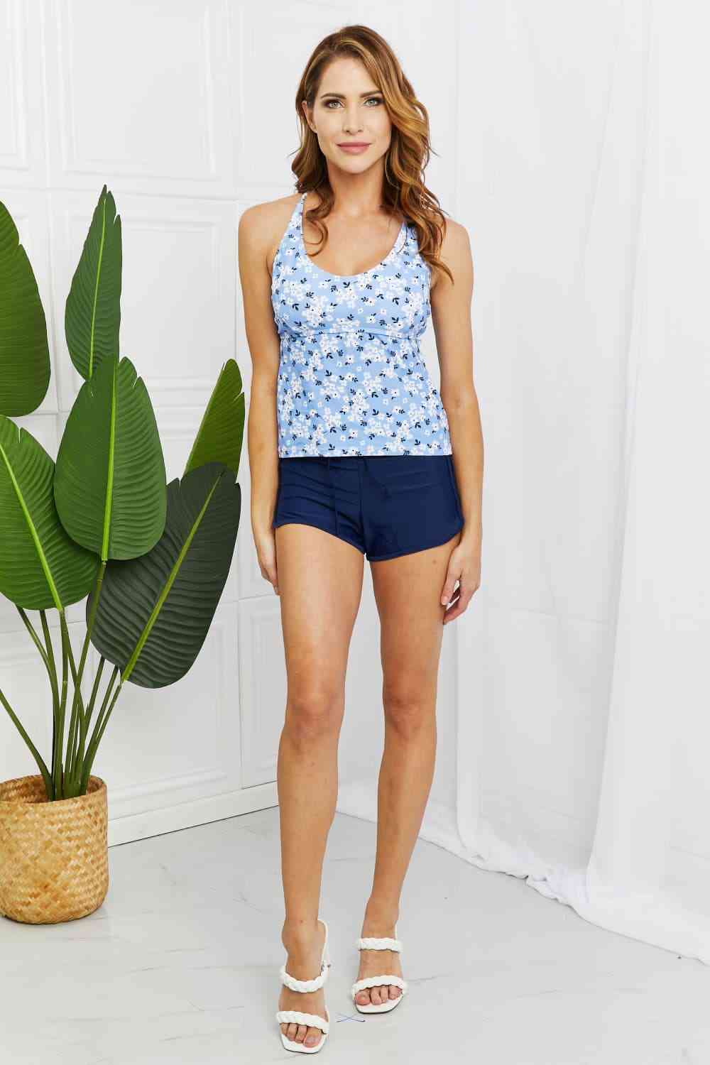 Women's Marina West Swim By The Shore Full Size Two-Piece Swimsuit in Blossom Navy