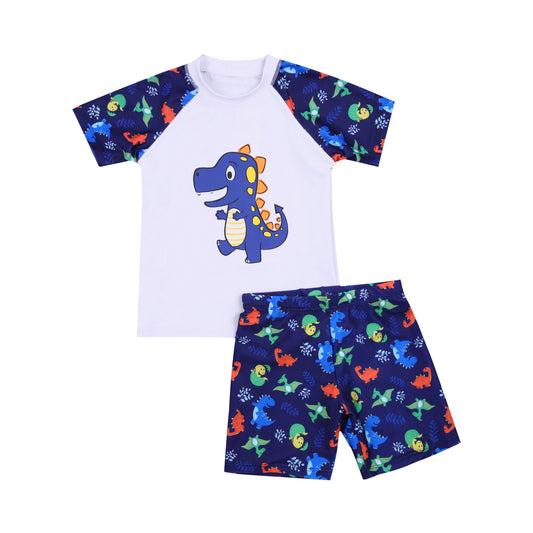 Kids Boy's Swimming Suits Dinosaur Printed Children Two Pieces Summer Swimsuits