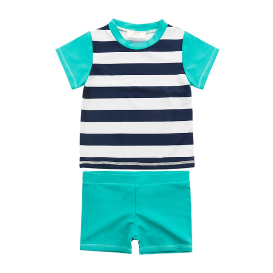 Kids Boys Swimwear Separate Swimsuit Striped Kids Beachwear Two Pieces Baby Swimming Suit For Boys