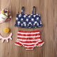 Kids Swimwear Girls Bikini Sets Star Stripe Ruffle Swimsuit