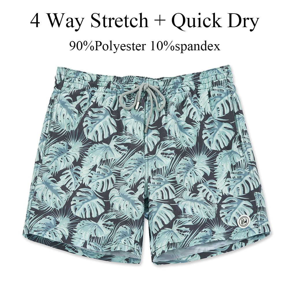 Mens Quick Dry Swim Trunks Printed Beach Board Shorts with Mesh Lining Swimwear