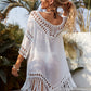 Summer Beach Women Tops Lace Tunic Hollow Out Tassel Robe Cover Up Swimsuit For Women