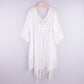 Summer Beach Women Tops Lace Tunic Hollow Out Tassel Robe Cover Up Swimsuit For Women