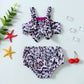Baby Girl Two-Piece Swimwear Leopard Print Bowknot Bikini Tops+Elastic Waist Bikinis