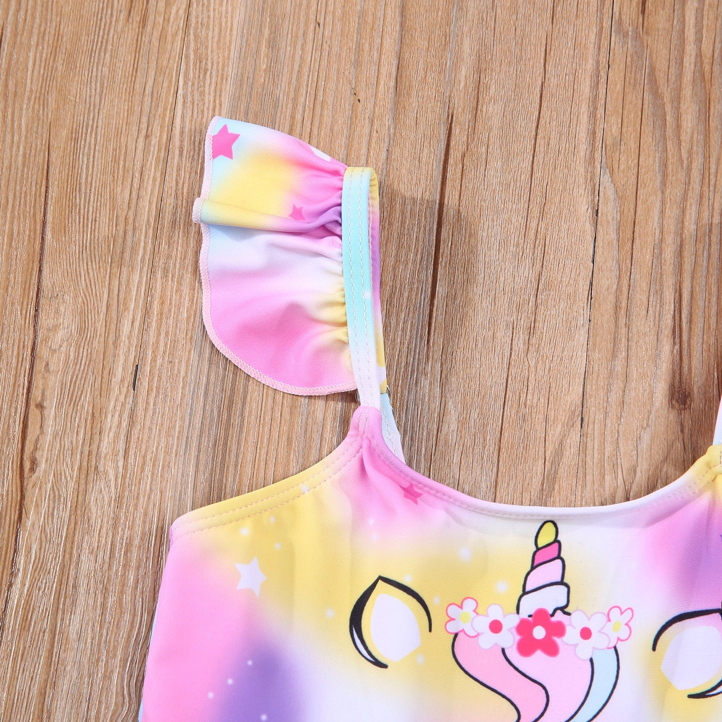 Baby Girls Unicorn Printed Ruffle Beachwear Swimsuit